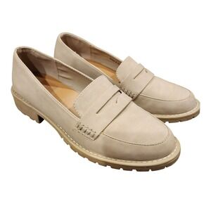 DV by Dolce Vita Catalina Preppy Loafers Women Beige Suede Slip On Shoes Size 8